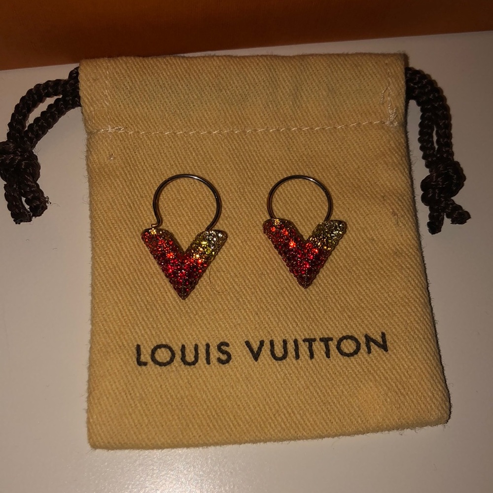 Louis Vuitton Essential V Strass Hoop Earrings